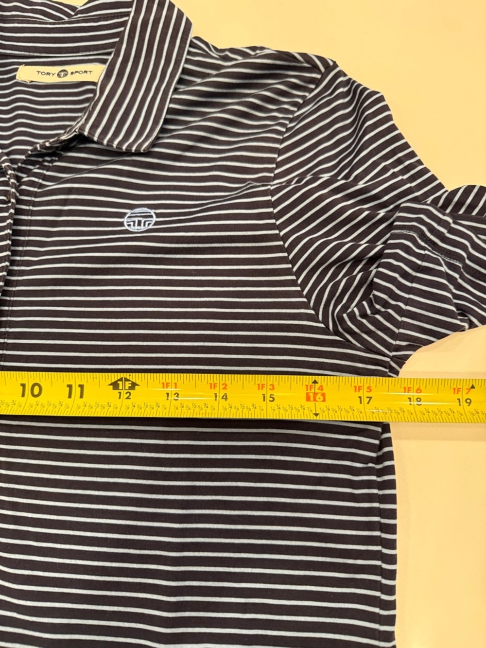 Tory Burch Sport Navy and White Striped Polo Shirt - Picture 6 of 8